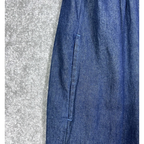 Blair Button Front Denim Midi Dress Womens Size Medium Blue Short Sleeve Pockets - Picture 6 of 8